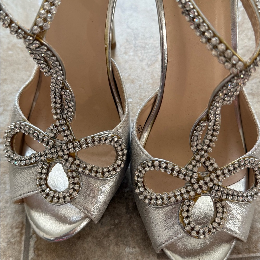 Bella Marie Silver Rhinestone Heels - Picture 4 of 13